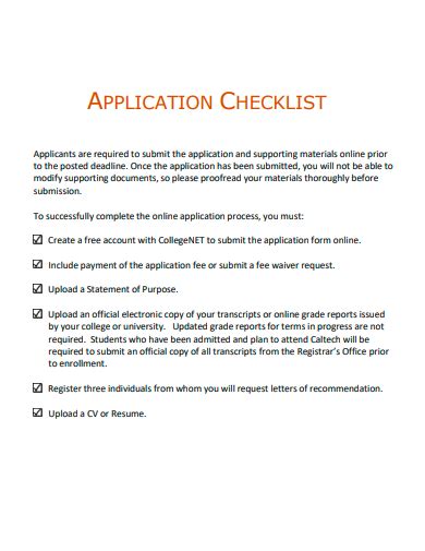 FREE 50 Application Checklist Samples In MS Word Google Docs Pages