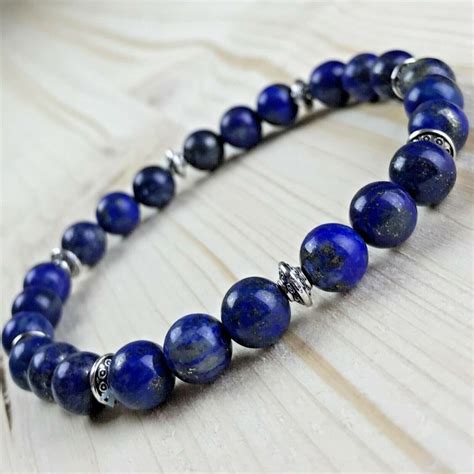 Bracelet Homme Femme Perles Naturelles Lapis Lazuli Tibet Lithothérapie