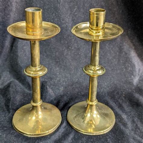 Small Pair Of Brass Altar Candlesticks From A Catholic Church Near Skegness