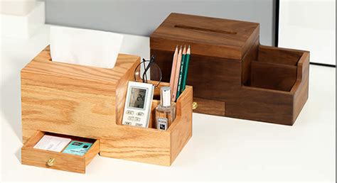 Multifunctional Wooden Desktop Organizer Storage Box Tissue Box Feelgift