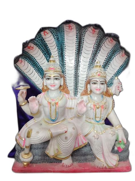 White Painted Marble Vishnu Statue For Temple Size Inch At Rs