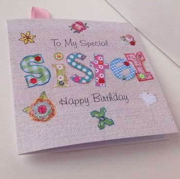 Birthday Card Sister Printed Applique Design Ha Folksy