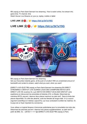 Live Stream Rb Leipzig Vs Paris Saint Germain En Direct Streaming