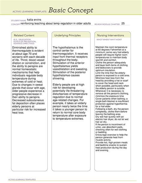 Basic Concept Reinforcing Temp Regulation Older Adult ACTIVE LEARNING