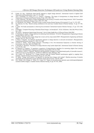 A Review Of Change Detection Techniques Of LandCover Using Remote