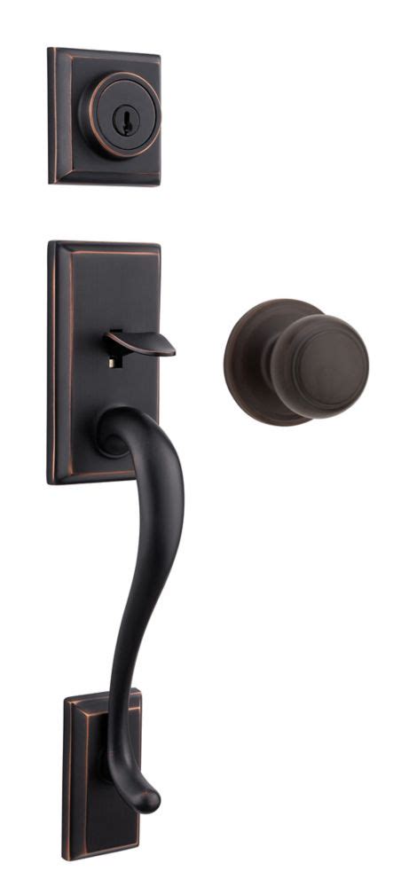 Weiser Hawthorne Single Cylinder Venetian Bronze Handle Set With Troy Knob The Home Depot Canada