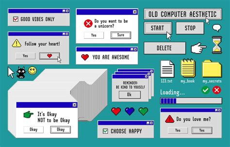 Old Computer Aestethic S S Set With Retro Pc Elements User