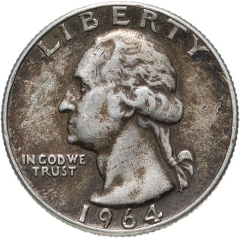 Монета США 25 центов (квотер, 1/4 доллара, quarter dollar) 1964 ...
