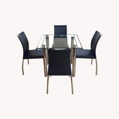 Raymour Flanigan Glass Dining Table Set Aptdeco