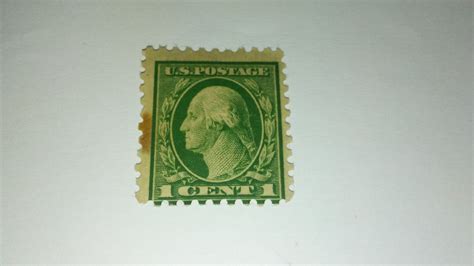 George Washington 1 Cent Stamp Rare Perforation 10 At Bottom