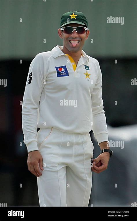 Pakistani Cricket Captain Misbah Ul Haq Sticks Out His Tongue During