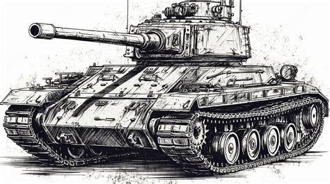 Premium Photo Drawing Sketch Of A Military Tank Generative Ai
