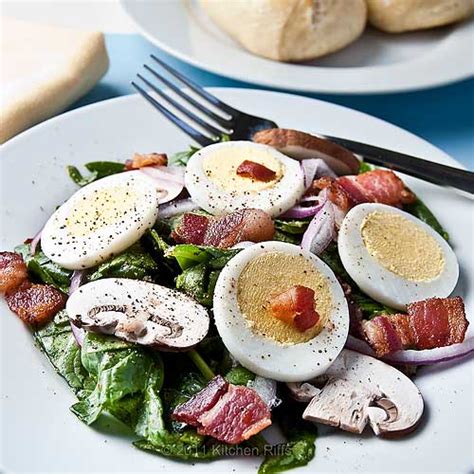 Kitchen Riffs Spinach Salad With Hot Bacon Dressing