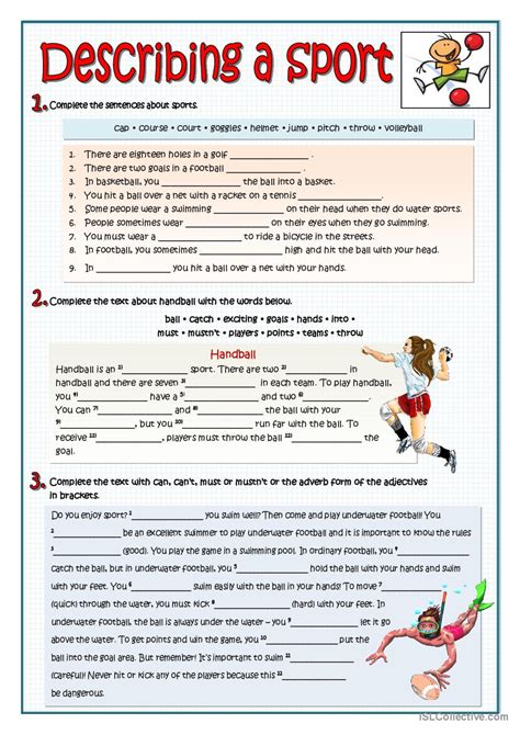 Describing A Sport Vocabulary And English Esl Worksheets Pdf And Doc