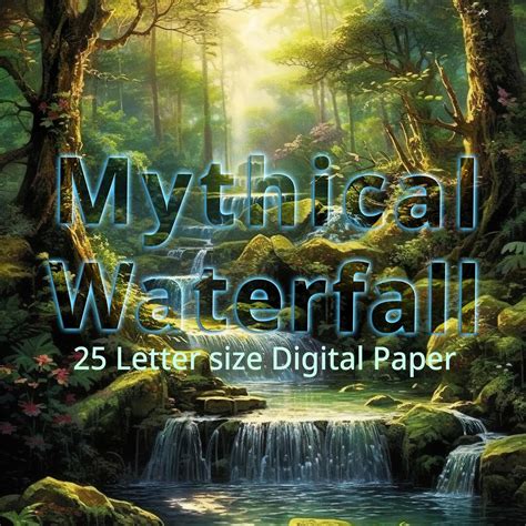 25 The Mythical Waterfall Digital Paper An Enchanted Forest Background