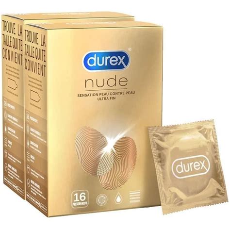 Préservatifs Durex Nude Sensation Peau contre Peau 32 préservatifs Latex naturel