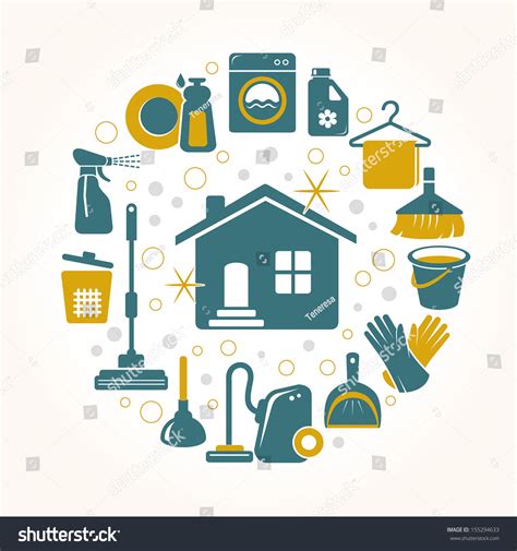 Cleaning Tools Round Card Stock Vector Royalty Free 155294633