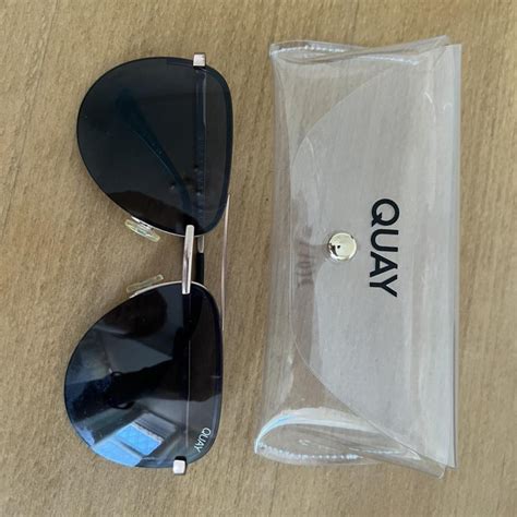 Quay Australia Aviator Sunglasses - WITH CASE Black... - Depop