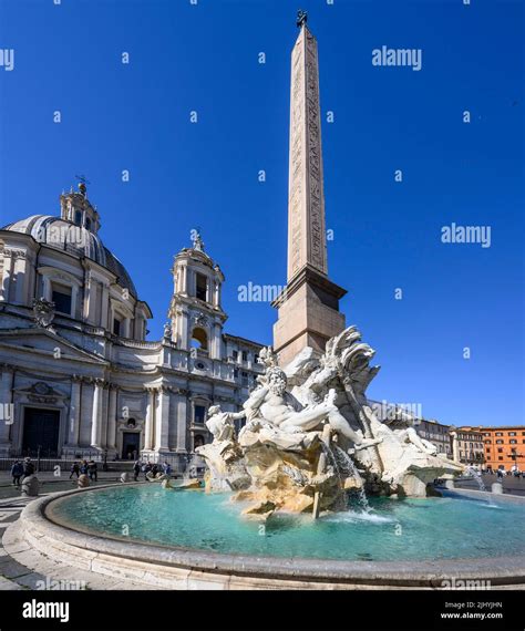 Fontana Dei Quattro Fiumi Fountain Of The Four Rivers Designed By