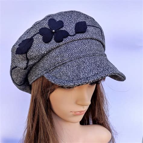 Newsboy Cap For Women Bakerboy Hat Embroidered Leaves Flowers Womens Lined Cozy Autumn Baker Boy