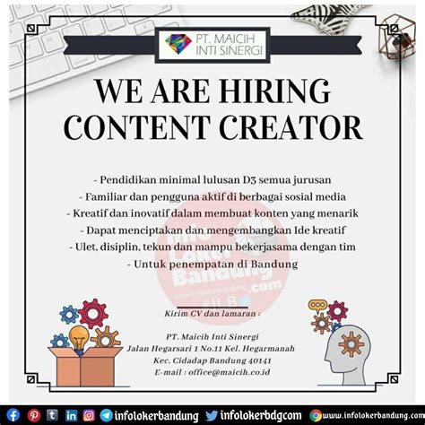 Lowongan Kerja Content Creator Pt Maicih Inti Sinergi Kripik Maicih