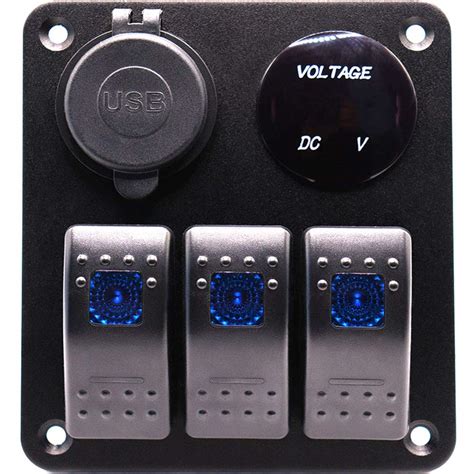 Waterproof Marine Boat Rocker Switch Panel With LED Display Voltmeter