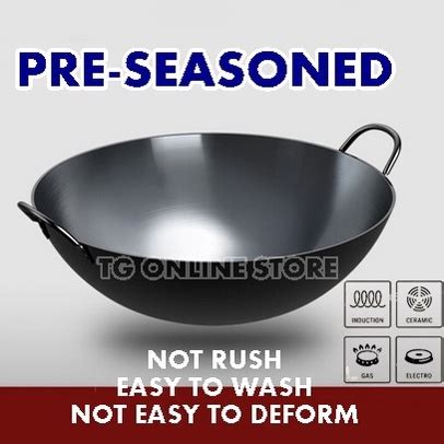 High Quality Pre Seasoned Wok Double Handle Metal Wok Carbon Steel