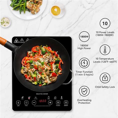 1800w Portable Induction Cooktop Sensor Touch Countertop Burner 6 Cooking Modes Induction