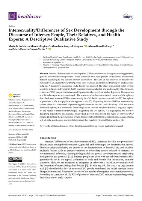 Pdf Intersexuality Differences Of Sex Development Through The