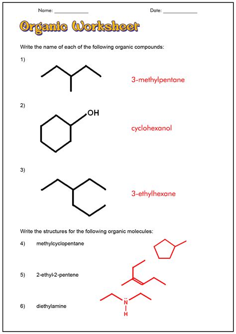 Organic Molecules Worksheet Review Worksheets Decoomo