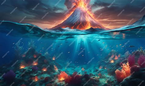 Premium AI Image | Underwater Volcanoes in the Ocean Floor