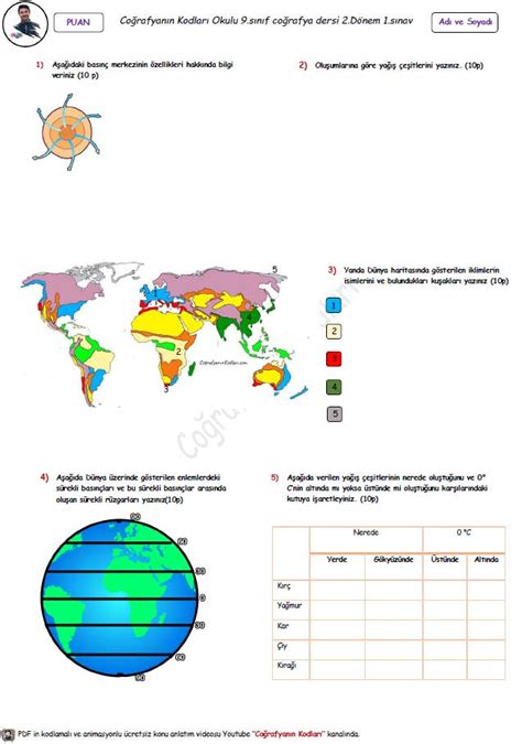 Coğrafyanın Kodları 9 Sınıf coğrafya 2 dönem 1 yazılı sınavı hazırlık