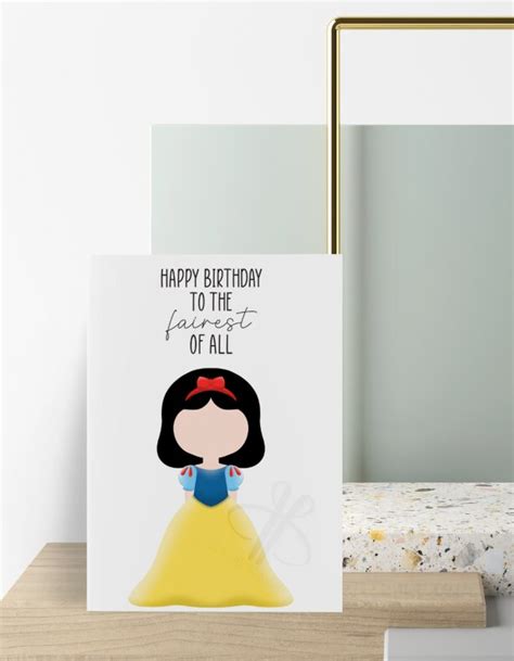 Printable Birthday Card Snow White Birthday Card Digital Download