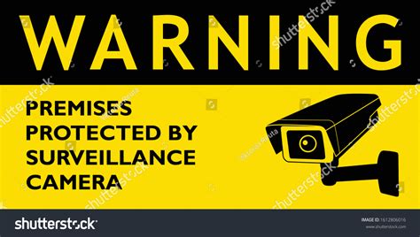 Warning Premises Protected By Surveillance Camera Stock Vector Royalty