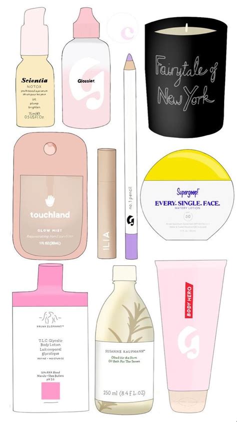 Various Skin Care Products Are Arranged On A White Background With Pink