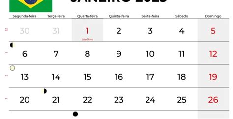 Calendário Do Mês De Janeiro De 2025 Calendarena