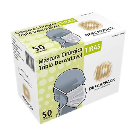 Máscara cirúrgica tripla tiras Descarpack 50 unidades