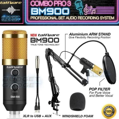 Jual PAKET TAFFWARE BM 900 COMBO PRO 3 Professional Microphone