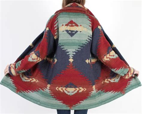 Ralph Lauren Southwestern Sweater Womens Native American Wrap Cardigan Vintage American