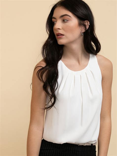 Pleat Neck Sleeveless Blouse Rickis