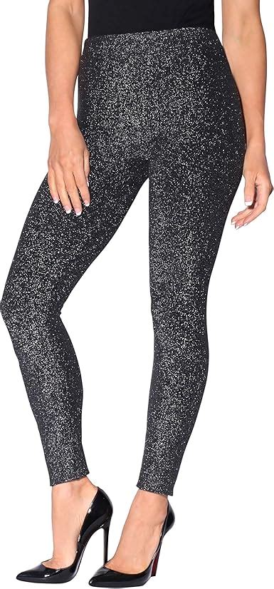 KRISP Damen Glitzer Leggings Hose Metallic Lurex Silber Gr M L 3183