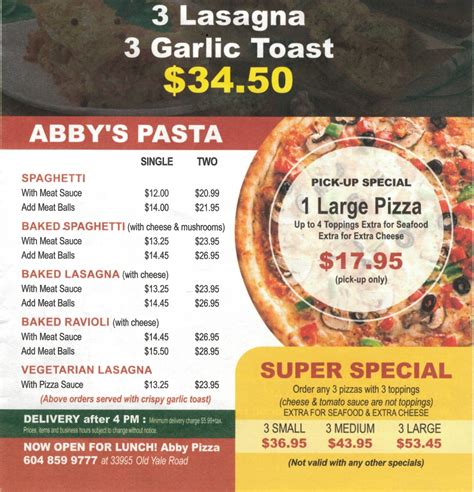 Abby Pizza Menu Abby Pizza Place Abby Pizza Place