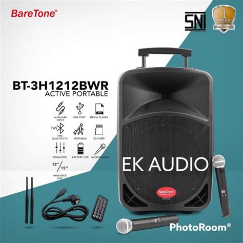 Jual Speaker Portable 12 Inch Baretone BT 3H1212BWR Bluetooth TWS