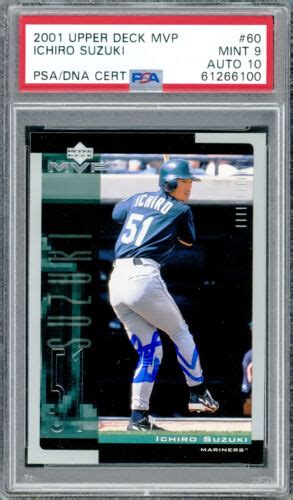 Ichiro Suzuki 2001 Upper Deck Mvp Rc Psa 9 Gem 10 Auto Highest Graded