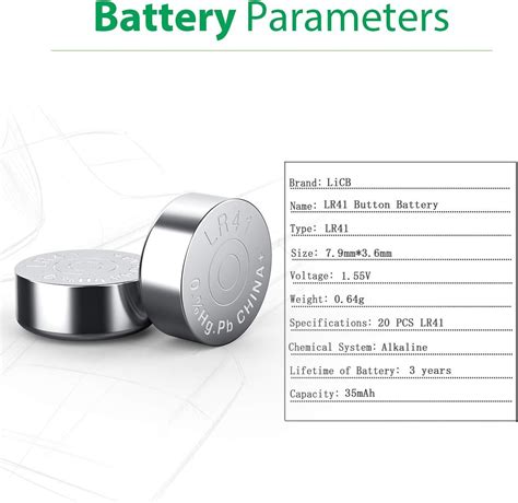 LiCB 20 Pack LR41 AG3 392 384 192 Battery 1 5V Button Coin Cell