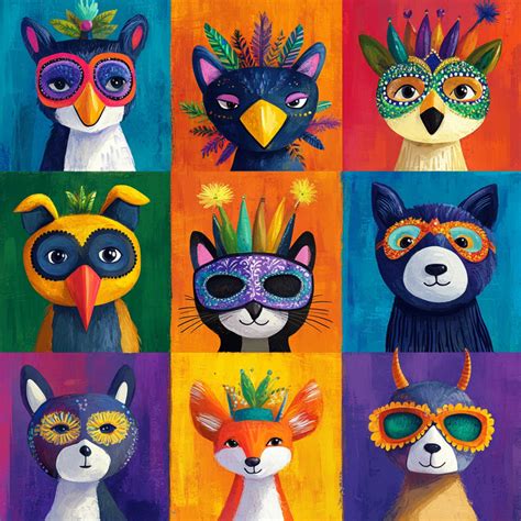 Cute Mardi Gras Party Animals Free Stock Photo - Public Domain Pictures