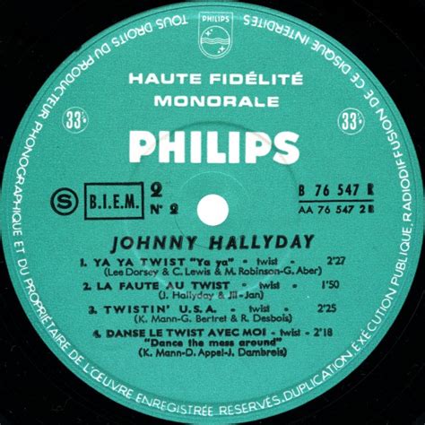 Johnny Hallyday LP 25 Cm Nr 2 Retiens La Nuit Philips B 76 547 R