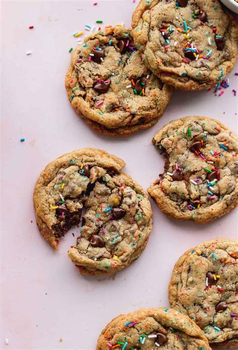 Rainbow Sprinkle Chocolate Chip Cookies Stephanie S Sweet Treats