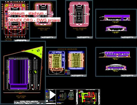 Proje Sitesi Coliseum Stadyum Autocad Projesi