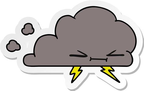 Sticker Cartoon Of A Grumpy Lightening Cloud 8705324 Vector Art At Vecteezy